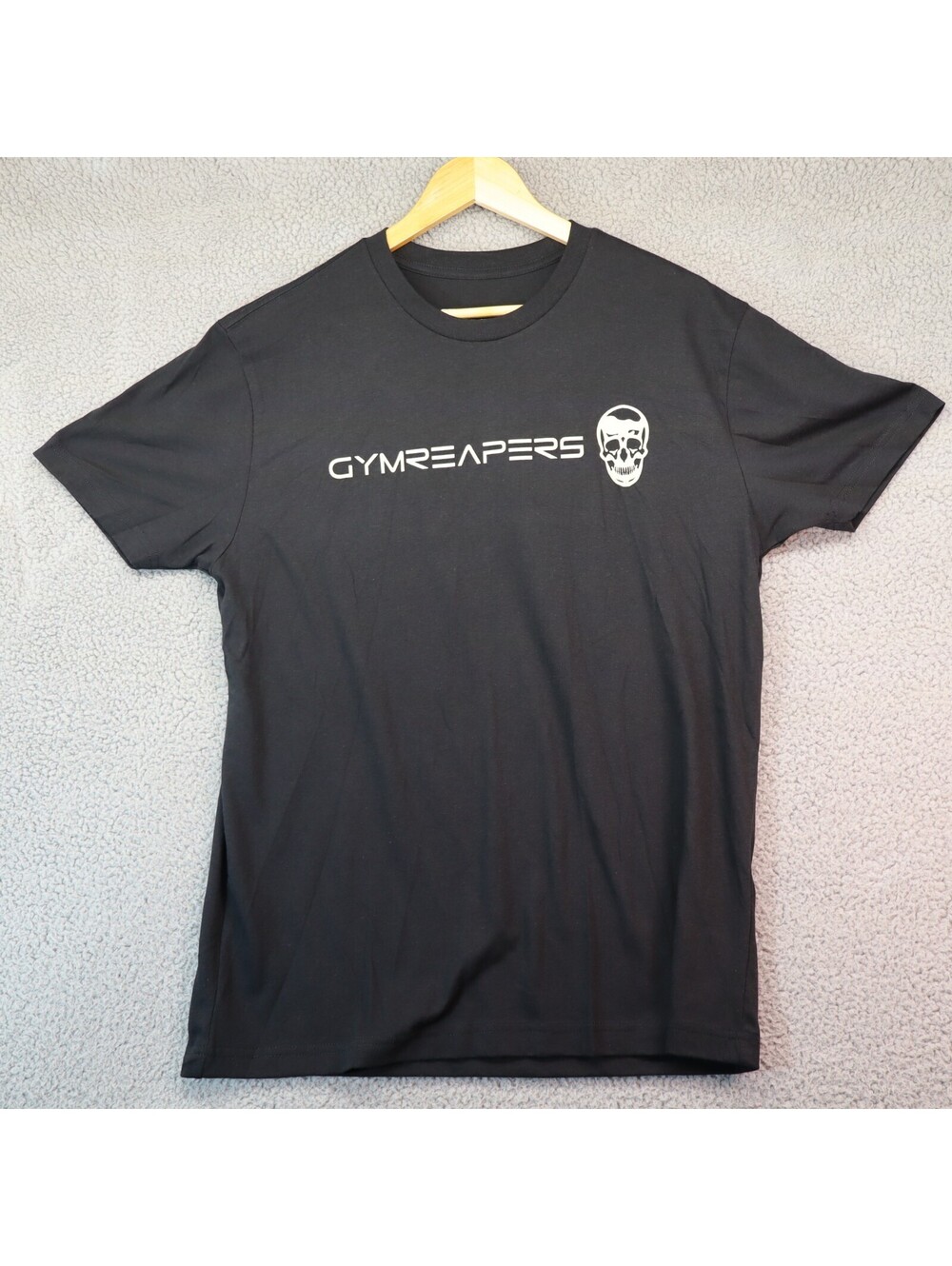 Gymreapers Shirt Men Large Black Spellout Skull Basic Crew